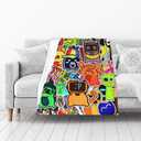 FINENESS SINCE 1988 Gamer Cartoon Character Blanket for Boys Game Boy Birthday Throw Blanket for Boys Birthday Gift Home Fleece Throw Blankets for Couch Bed Sofa Gamer Blanket 60"x50"