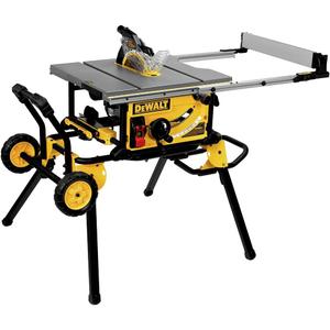 DEWALT Table Saw 10 Inch with Foldable Rolling Table Saw Stand, 15 Amp, 4800 RPM, 32-1/2-Inch Rip Capacity (DWE7491RS)