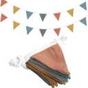 Oudain 15.5 ft Pennant Banner Flags, 2 Pcs Nursery Garland Triangle Bunting Flag Baby Banner for Nursery Decor Baby Birthday Boho Wedding Shower Party Event, Each 7.75 ft(Warm Color)