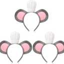 3 Pcs Mouse Headband with Chef Hat Mouse Cartoon Costume Headband for Halloween Cosplay Costume Party Decoration