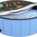 Extra Large Foldable Dog Pool Cover, Hyperzoo 120 Inch Waterproof Round Pet Pool Cover with Drawstring to Keep Leaves Out, Tear-Resistant Collapsible Dog Swimming Pool & Kiddie Pool Cover for Outdoor