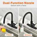 RULIA Kitchen Faucet, Kitchen Sink Faucet, Sink Faucet, Pull-Down Kitchen Faucets, Bar Kitchen Faucet, Matte Black, Metal Spray Head, RB1031