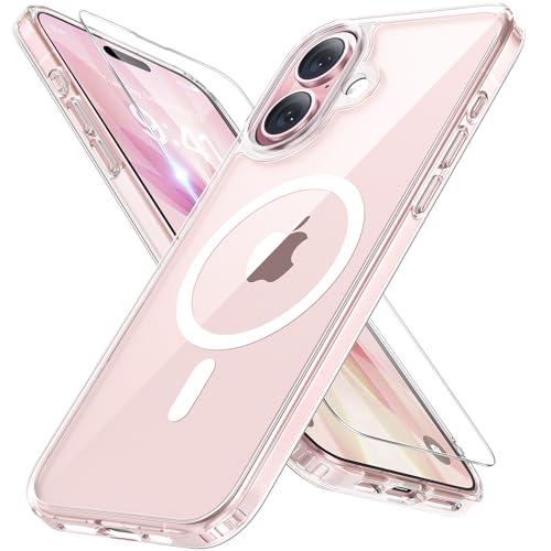 Miracase Magnetic for iPhone 17 Case (Compatible with MagSafe) with Screen Protector Military-Grade Protection, Anti-Fingerprint Translucent Matte Phone Cover for iPhone 17 6.3 inch, Clear