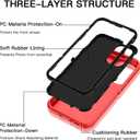 for Samsung Galaxy A37 5G Case Heavy Duty Protective Shockproof Dropproof 3-Layer Full Body Protection [Without Screen Protector] Tough Rugged Cover for Galaxy A37 5G,Red/Black