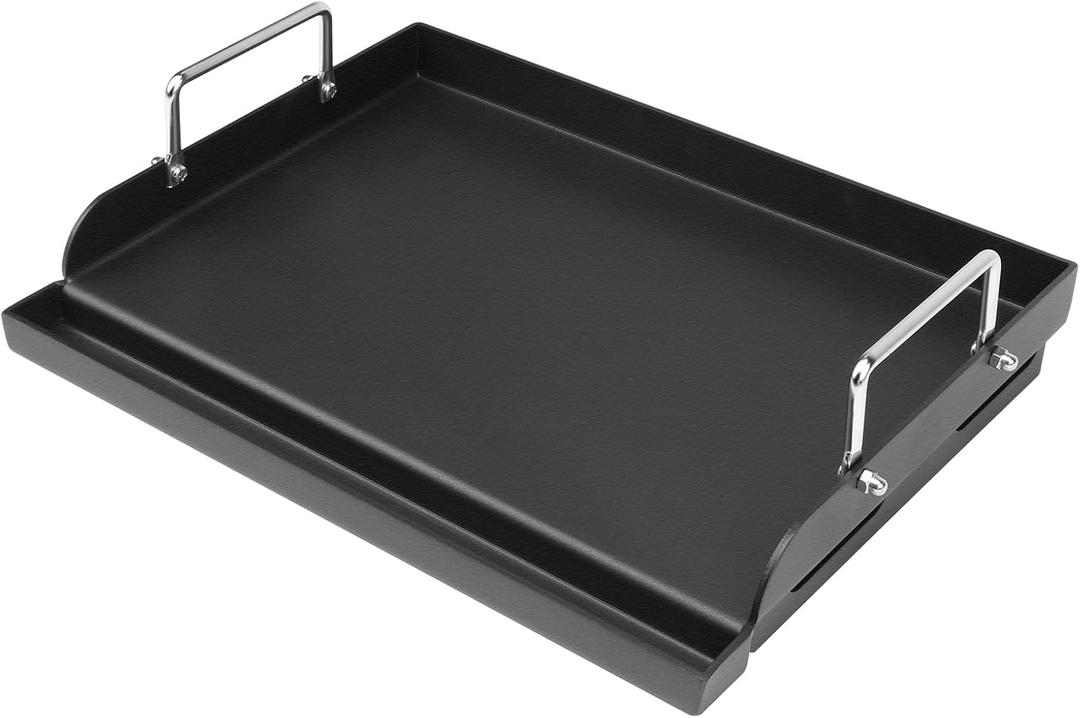 25" x 16" Griddle Plate for Gas Grill - Nonstick Coating Cooking Griddle for Gas Stove/Charcoal/Electric Large Universal Flat Griddle Top Plate with Grease Groove and Removable Handles