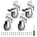 HOLKIE 3 Inch Caster Wheels Heavy Duty with Thickened L Shaped Plate,Swivel Side Mount Casters Set of 4 Supporting 660 LBS,Ideal Rubber Castor Wheels for Crib,TV Stand,Coffee Table,Book Shelf