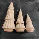 Ceramic Christmas Tree White Table Top Christmas Decorations Indoor Vintage Porcelain Lighted Tree for Holiday Decor (Set of 3, Beige)
