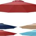 Simple Deluxe 9' Patio Umbrella Replacement Canopy Only Outdoor Table Market Yard Umbrella Replacement Top Cover with 8 Ribs, Red