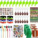 142Pcs Football Party Supplies Serves 12 People,Football Themed Party Favors with Whistles, Slap Bracelet, Tattoo Stickers, Silicone Bracelet, Keychains, Plastic Straws, Gift Bags