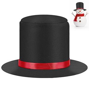 Ciieeo Snowman Hat Top Winter Hat Black Felt with Red Snowman Making Prop for Costume Adults Halloween Cosplay Dress Up Party Supplies