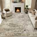 Area Rugs 8x10 Living Room Rug Washable No Slip Low Pile Soft Thickness Large Carpets Indoor Floor Covering for Bedroom Dining Modern Abstract Home Office Decor Brown