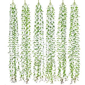 Lvydec 6pcs Artificial Vines Fake Greenery Garland Willow Leaves with Total 30 Stems Hanging for Wedding Party Home Garden Wall Decoration