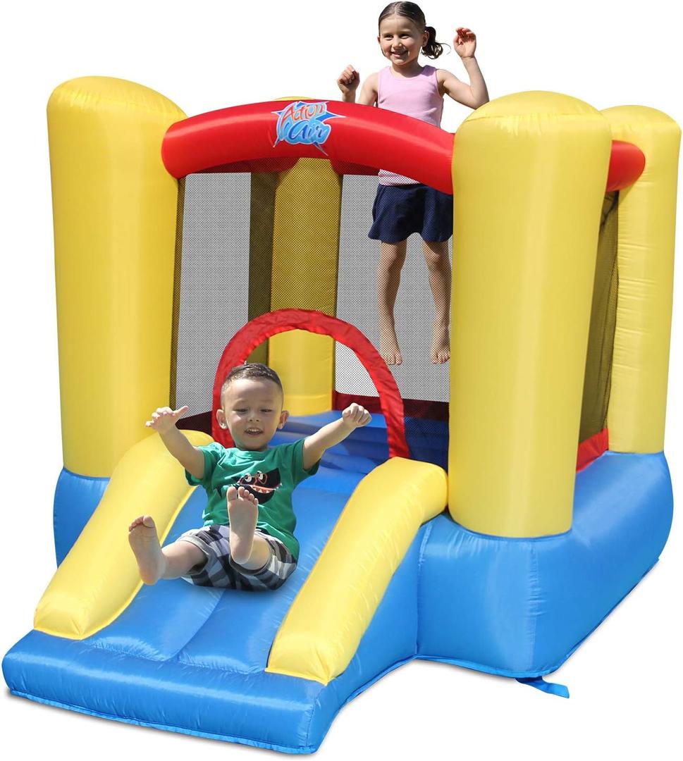 ACTION AIR Bounce House, Toddler Inflatable Bounce House with Blower for Indoor/Outdoor, Bouncy Castle with Durable Sewn and Extra Thick, Jump House with Slide for Kids (9309Y), 5x7x4.6 feet