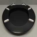 Elongated Slow Close Toilet Seat, Black Wood Toilet Seat Support 400 lbs, Heavy Duty Oval Wood Toilet Lid with Soft Close Chrome Hinges, Grip-Tight Bumpers - Easy to Clean, Quick Assembly