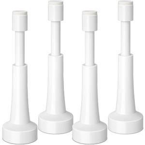 4PCS Spring Door Stoppers for Wall - 4.33 Inch Door Stop for Bottom of Door, Aluminum Doorstopper with Silicone Tip, Screw & Adhesive Installation, White
