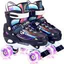 Roller Skates for Kids Girls, Adjustable Women Roller Skates with Light Up Wheels for Children Sports & Indoor Outdoor, M (33-37)