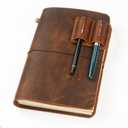 Handmade Leather Refillable A5 Travelers Notebook Cover, A5-8.3'' x 5.8''Leather Journal with 3 Inserts and Card Slots and Pen Holder