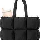 Herald Puffer Tote Bag for Women, Large Quilted Puffy Handbag Lightweight Satchel Purse with Cup Holder & Compartment