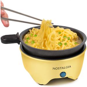 Nostalgia MyMini Personal Electric Skillet & Rapid Noodle Maker, Perfect For Healthy Keto & Low-Carb Diets, Yellow