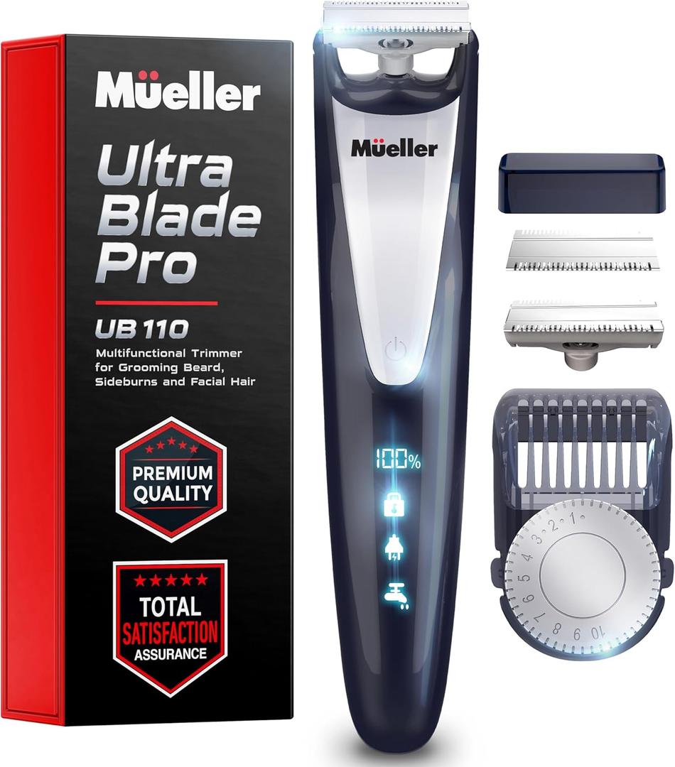 Pro Grooming UltraOneBlade Trimmer for Men - Beard and Mustache - Electric Razor Cordless, Waterproof Adjustable Hair Length, and Battery Indicator for Precision Grooming