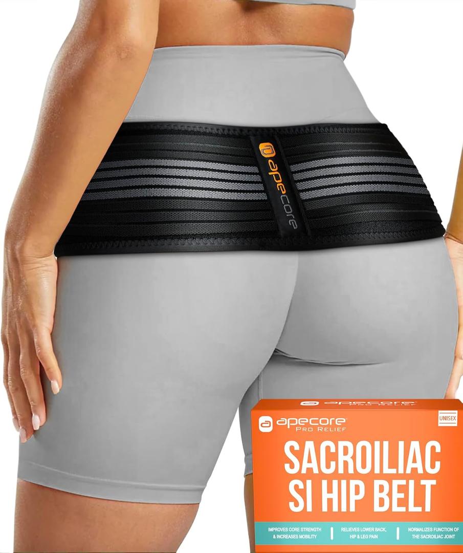 Sacroiliac Hip Belt for Women and Men That Alleviates Sciatic, Pelvic, Lower Back, Leg and Sacral Nerve Pain Caused by Si Joint Dysfunction| Hip Brace (Regular) (Grey)