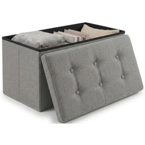 Foldable Stool with Fabric Lid 38 x 76 x 38 cm - Storage Box Bench Multifunctional Footrest Living Room Dressing Table (Dark Grey)