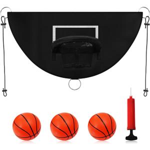 Breakaway Rim Basketball Hoop for Dunking with Mini Basketballs - Trampoline Attachment for Kids & Adults - Indoor/Outdoor Use (Black)