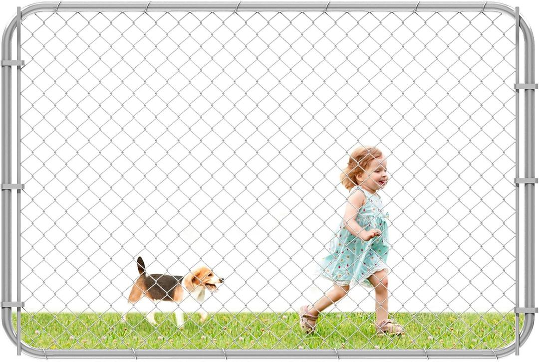 26"-72" W x 4' H Fence Gate Kit, Adjustable Width Chain Link Outdoor Metal Garden Gate, Anti-Rust for Yard and Farm (Sliver)