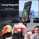 for Samsung Galaxy S24 Ultra Case Magnetic Compatible with Wireless Charging,with 1 Screen Protector,Built-in Kickstand Ring Military Grade Drop Shockproof Heavy Duty Protection Phone Red