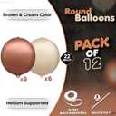 KatchOn, Brown and Cream Balloons Set - 22 Inch, Pack of 12 | Bobo Balloon Brown for Brown Birthday Decorations | Brown Foil Balloons, Boho Decorations for Party | Boho Party Decorations