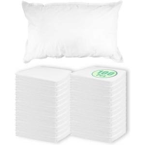 100 Count Bulk Packaged Disposable Pillow Covers, Eco-Friendly Waterproof Non-Woven, White 21" x 30", for Hospital, Spa, Guest Room, Travel