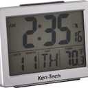 Sonnet Ken-Tech T-4652 Atomic Radio Controlled LCD A larm Clock, 1.5-Inch, Black Blue Light
