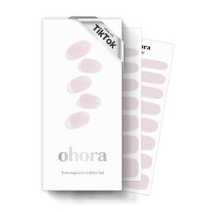 ohora Semi Cured Gel Nail Strips (N Bare Pink) - White, Solid, Works with Any UV/LED Lamps, Salon-Quality, Long Lasting, Easy to Apply & Remove - Includes 2 Prep Pads, Nail File & Wooden Stick