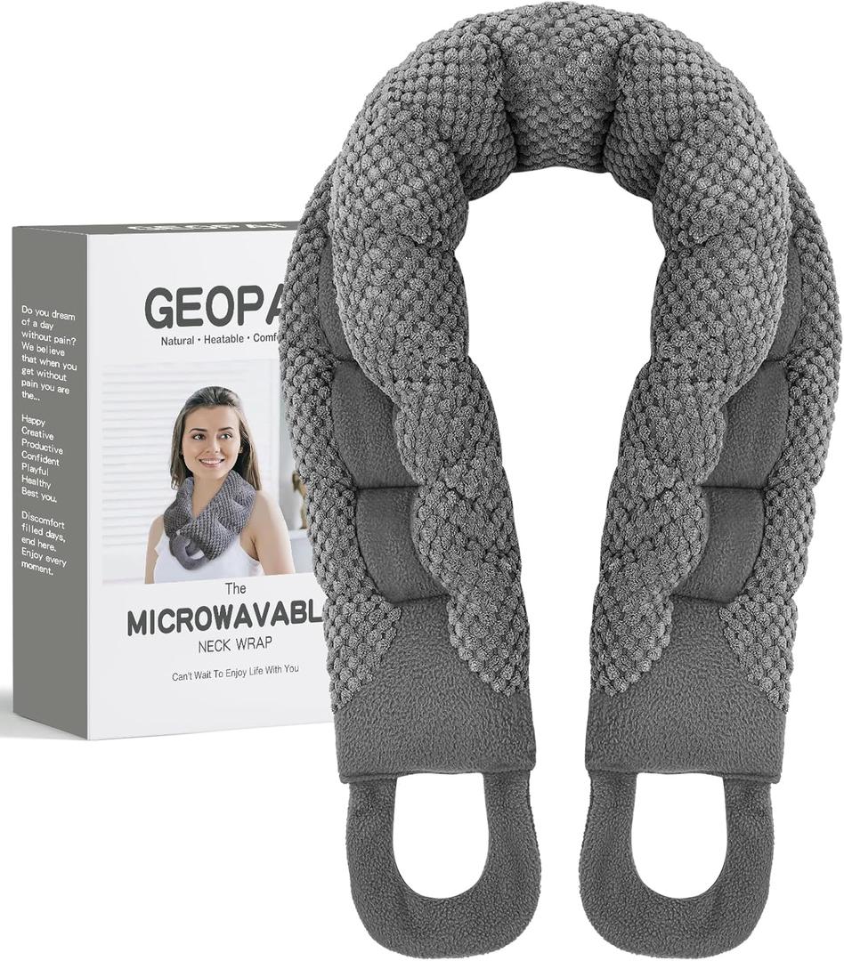 Microwavable Heating Pad for Neck and Shoulders Back 33 * 6" Extra Long Weighted Microwave Moist Heat Pack for Cramps, Pain Relief Warm Compress Neck Wrap to Relax Sore Muscles, Joints, 1 Pack