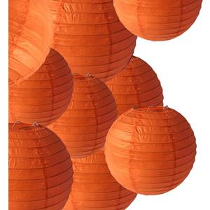 Orange Paper Lanterns Decorative 10pcs Party Hanging Decorations for Halloween Thanksgiving Birthday Baby Shower Graduation Fall Themed Decor Chinese Paper Lanterns DIY Activities