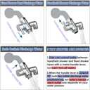 Shower Arm Diverter Valve Brass G1/2 3 Way Universal Bathroom Shower System Component Replacement for Handheld Shower Head and Fixed Spray Head, Brushed Nickel