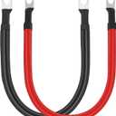 2 AWG Battery Cable 2AWG Gauge Pure Copper Battery Inverter Cables with 3/8 in Lugs Both Ends Power Inverter Wire Set for Automotive Solar Marine Boat RV Car Motorcycle Red and Black (1FT)