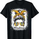 Womens Bus Driver Life Messy Bun Hair Cute School Bus Driver T-Shirt (Small, Black)