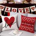 Coeufuedy Valentine's Day Pillow Covers 18x18 Set of 4 Love Heart I Love You Anniversary Wedding Decoration Cushion Covers for Sofa Couch (Red-02)