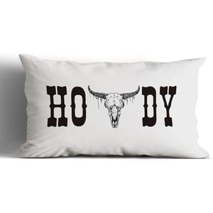 huester Western Pillow Covers 12x20, Western Throw Pillows Cases, Cow Skull Howdy Sign Pillows Decorative Throw Pillows Cover, Western Cow Bull Skull Home Bedroom Living Room House Decor