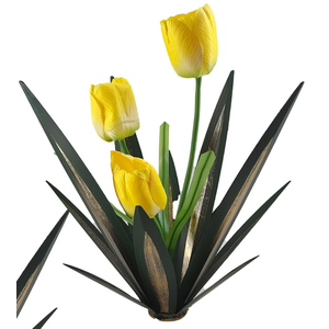Metal Agave Plant with Flower Decoration,DIY Artificial Plants Garden Statues Indoor/Outdoor Decorations Yard Gardening Decor,Patio Art Ornament Lawn Gifts to The Garden