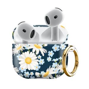Compatiable with AirPod 4 Protective Case 2024, Soft Protective Case with Keychain for Women,Cute Shockproof Charging Case Cover for AirPod 4(White Daisy)
