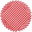 Tatuo 100 Sheet Red and White Gingham Paper Napkins Disposable Checkered Napkin Bulk 12.9 x 12.9 in Classic Buffalo Plaid Towels 3 Layers for Dinner Picnic BBQ Christmas New Year Birthday Party