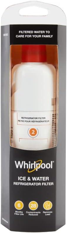 Whirlpool WHR2RXD1 Ice, Orange Refrigerator Water Filter 2-WHR2RXD1, Single-Pack