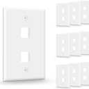 VCE 2 Port Keystone Wall Plate UL Listed (10-Pack), Single Gang Wall Plates for RJ45 Keystone Jack and Modular Inserts, White