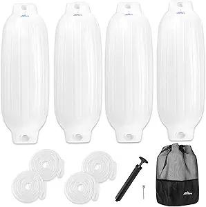 Affordura Boat Fender 4 Pack Boat Bumpers Fenders with 4 Ropes, Boat Bumpers for Pontoon Boat Fenders Inflatable