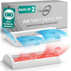 Air Vent Deflector with 6-Way Multi-Directional Airflow - 10x4", 2-Pack Heat Register Cover: Magnetic Vent Covers for Home Floor, Air Conditioner Deflector, Heater Diverter for Wall, Ceiling, AC Duct