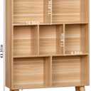 LEYAOYAO Wooden 7 Cube Book Shelf, Natural 3 Tier Bookshelf with Legs, Modern Open Storage Organizer,Boho Bookcase,Display Cabinet Shelf Free Standing Bookshelves for Bedroom,Living Room,Office
