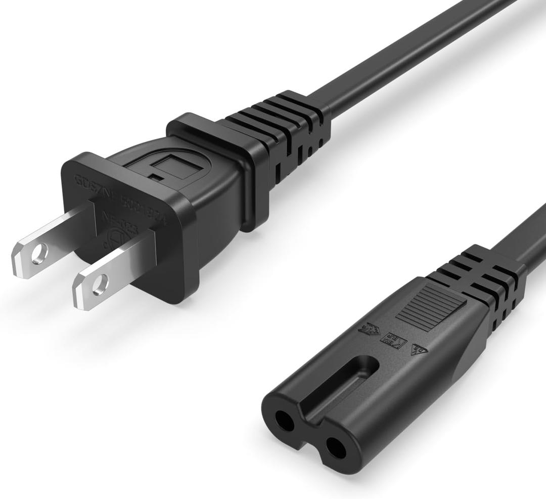 Superer TV Power Cord Cable Fit for Samsung LG TCL Sony Apple Insignia Sharp Toshiba JVC Hisense Roku 4k 8k Smart LED LCD HD, Universal IEC C7 Figure 8 2 Prong Replacement AC Cables, ETL Listed