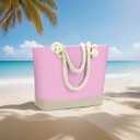 Fokongna Tote Bag for Women, Beach Bag Waterproof Sandproof, Beach Tote, Swim Bags for Travel, Shopping and Parties, Gift Choice for Friends and Loved Ones(Solid Soft Pink)